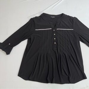 Ava & Grace Knit Black Blouse with Button Detail, Rhinestones,‎ Rolled sleeves